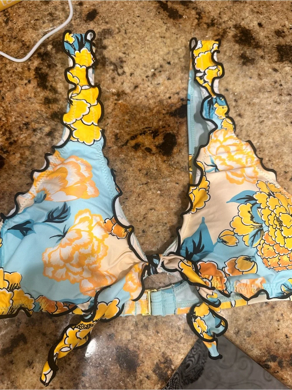 Hobie Girls Blue Yellow Floral Bikini